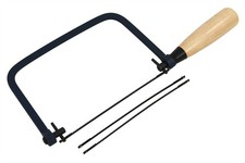 6in Coping Saw Fret Saw Steel Frame Wooden Handle with 3 Blades