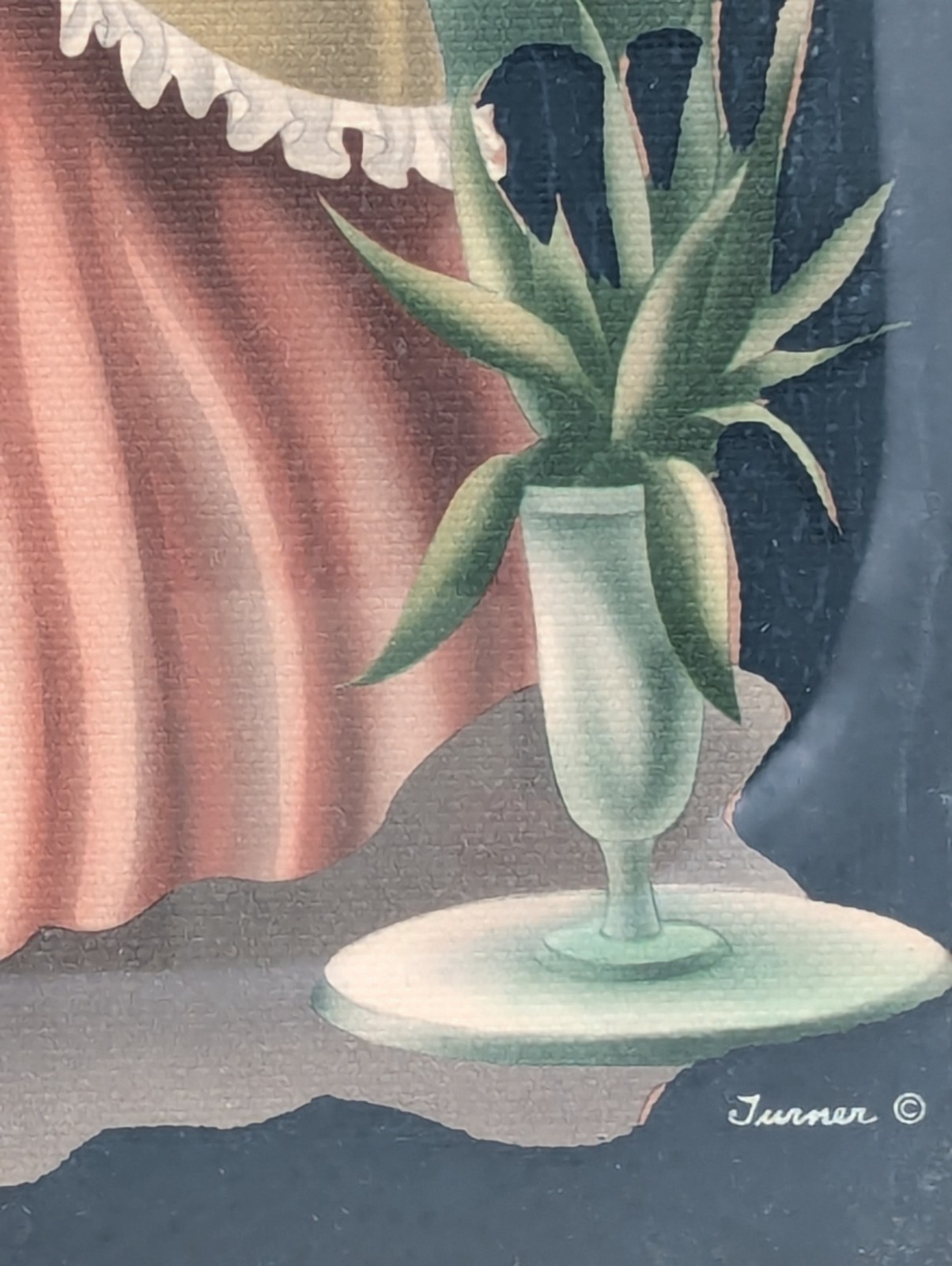 Vintage 1940's Art Deco Turner Airbrushed Watercolor Victorian Lady Cottage Core