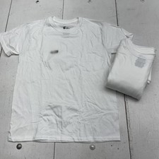 Hanes Shirt Boys XL 18 White Ultimate Tagless Lightweight Crew 5 Pack T-Shirts