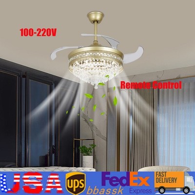 LED Ceiling Fan Light W/Remote Control 6 Gears Flush Mount Ceiling Fixtures