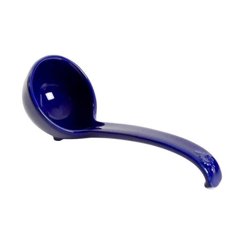 Ceramic Soup Tureen W/ Ladle Vintage Floral Design Food Safe Serving Dish Blue