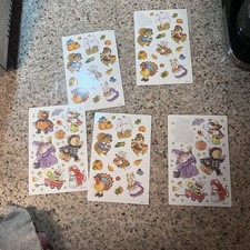 Vtg American Greeting Halloween/Thanksgiving Animals Sticker Sheet Lot Of 5