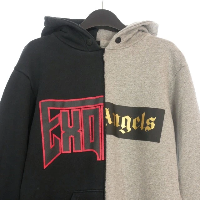 Palm Angels Exodus Felpa con Cappuccio Ricostruita Docking Manica Lunga XXS Nero Grigio Hoodi