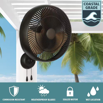 Henton 18 In. 3 Speed Oscillating High Velocity Flat Bronze Indoor/Outdoor Wall