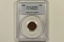 1903 Philippines 1/2 Centavo PCGS MS65RB