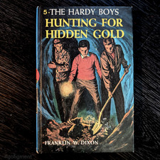 05 Hunting for Hidden Gold (1963-YN):  Vintage Hardy Boys Book Blue-Back