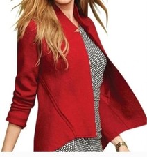 Cabi 528 Valentina Swing-Style Blazer Red Boiled Wool Open Jacket Size Small