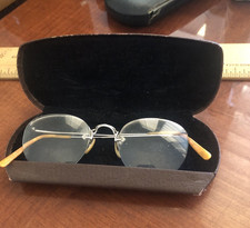 Antique Framed Eyeglasses 12K GF Gold Filled Temple Etched Bridge  Case