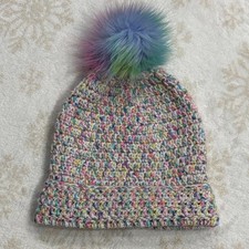 Handcrafted Colorful Youth Girl s Knit Beanie Winter Hat with Playful Pom Pom