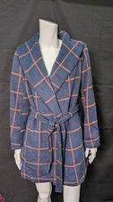 Allegra K Women's Shawl Collar Check Belted Wrap Plaid Coat US Size L