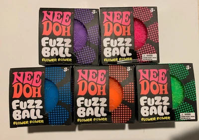 NEE DOH FLOWER POWER FUZZ BALL SQUISH QUETSCHSPIELZEUG 5 STÜCK PINK GRÜN BLAU NEU - Bild 1 von 2