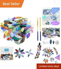 120 Pcs Iridescent Glass Leaf Mosaic Tiles Craft Supplies DIY Art