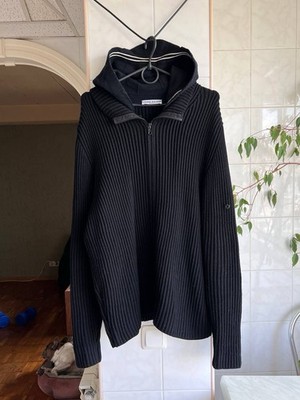 AW/08 Stone Island Zip Up Wool Knit Jacket Hoodie (XL) Vintage