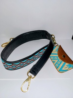 Nena & Co Handmade Turquoise Blue 44in Beaded Strap With Coin Purse Beautiful 