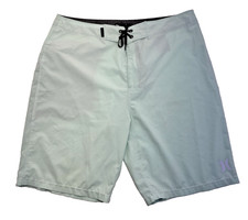HURLEY Men's 32 Mint Green Phantom Board Shorts with Logo Excellent Condition