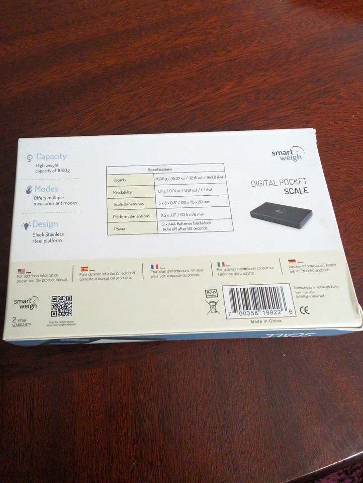 New SWS 0.1g - 1000g Smart weigh digital pocket scale, Jewelery , read details - Image 2 of 4