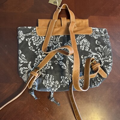 CLEA‎ RAY BACK PACK CANVAS AND LEATHER FLORAL BEIGE AND GREEN COLOR Clea Ray Backpack Recycled Canvas Flowers And Leather Women  main image 3