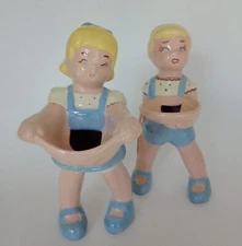 Brayton Laguna Girl & Boy Vintage Vases/Planters 