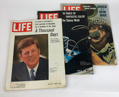 Lot of 3 1965 July 16 June 18 September 17 Life Magazine History  Space Kennedy