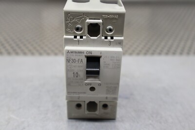 Mitsubishi NF30-FA 10A AC220V 2.5kA 2-Pole Circuit Breaker Used