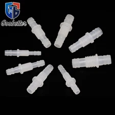 Plastic Bulkhead Connector Straight Barbed Threaded Fitting & Nut Inlet Outlet