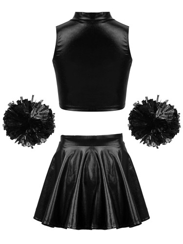 Kinder Mädchen bauchfreies Oberteil mit Rock ärmellos Jazz Tanzkleidung Outfit Activewear 2-teilig - Bild 34 von 74