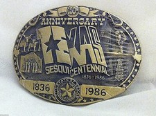 Very Rare Texas Sesquicentennial Belt Buckle Solid Brass Hand Carved Low Numbers