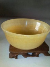 Chinese Natural Jade Handmade Carved Bowls Statues and Yellow Jade Bowls