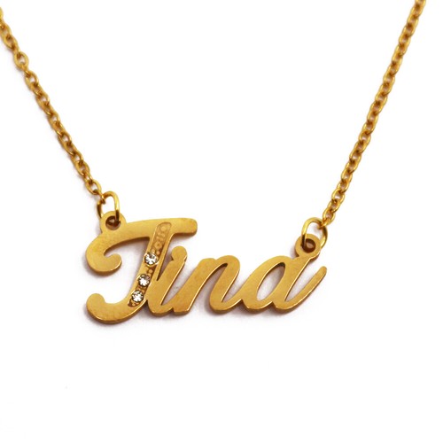 Tina Name Necklace - Silver \u0026 Gold Tone 