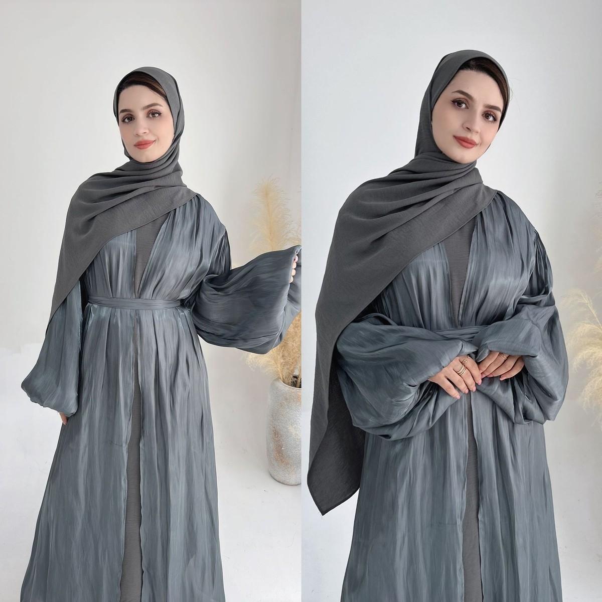 Odizli Donne Musulmane Islamico Abaya Puff Manica Lunga Corpo Lungo