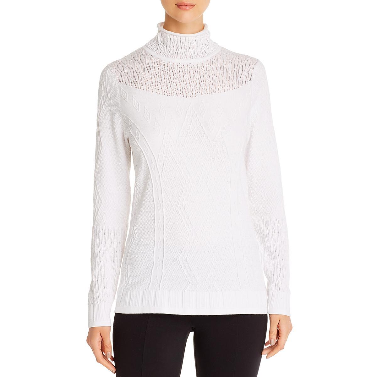 Женская рубашка-свитер с водолазкой Nic + Zoe Womens Flash White Pointelle Mock с высоким воротом, S BHFO 6143
