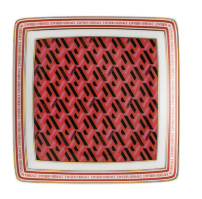Versace Rosenthal La Greca Signature Square Bowl Flat 12 cm (4.72'') Red