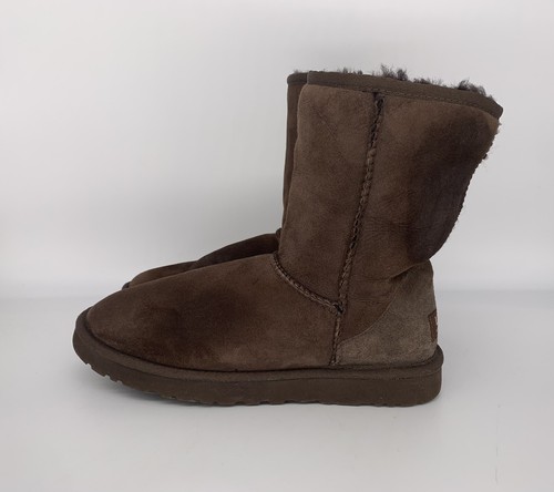 UGG Australia 5825 Womens Size 8 Classic Mid Calf Suede Brown Sheepskin Boots - Picture 2 of 10
