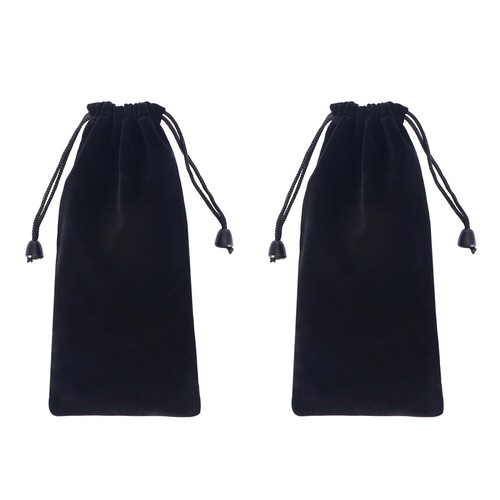 2PCS Stylish Felt Pouch Small Drawstring Pouch Bracelet Watch Black Watch - 第 1/11 張圖片