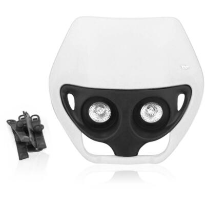 Maske Enduro Doppelt Optik Weiß für Peugeot 103 Rcx R 50 1993-2006
