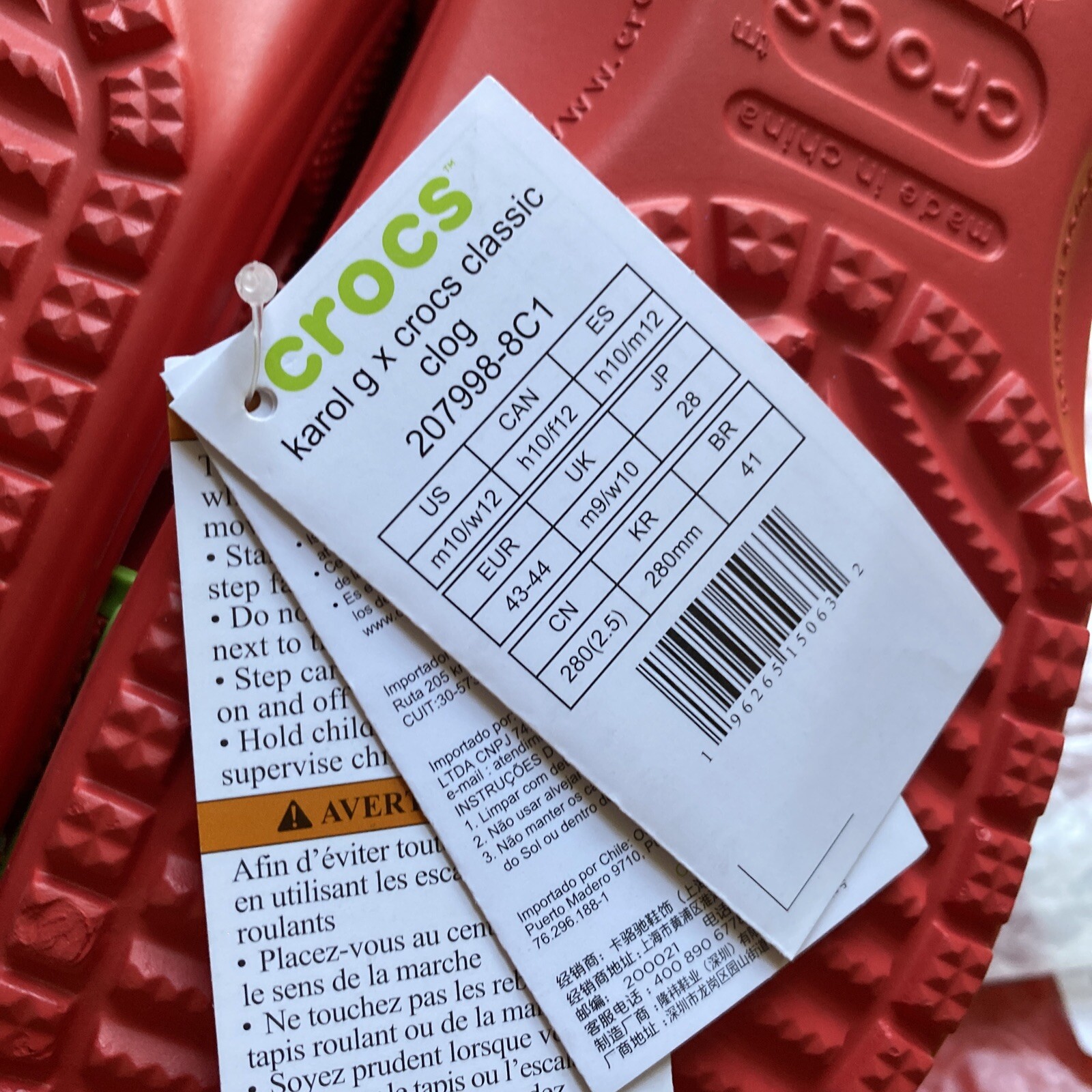 Karol G x Crocs Classic Clog Limited Edition Red Mens 10 / Womens 12 image 8