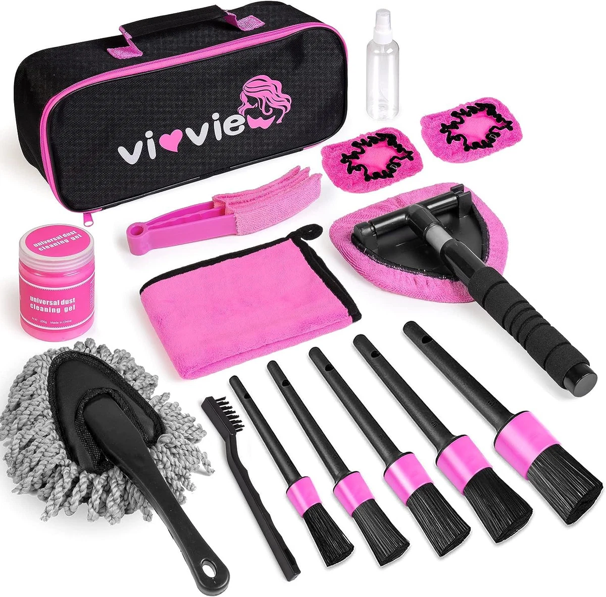 vioview Pink Car Cleaning Kit, Detailing Kit Interior Cleaner with