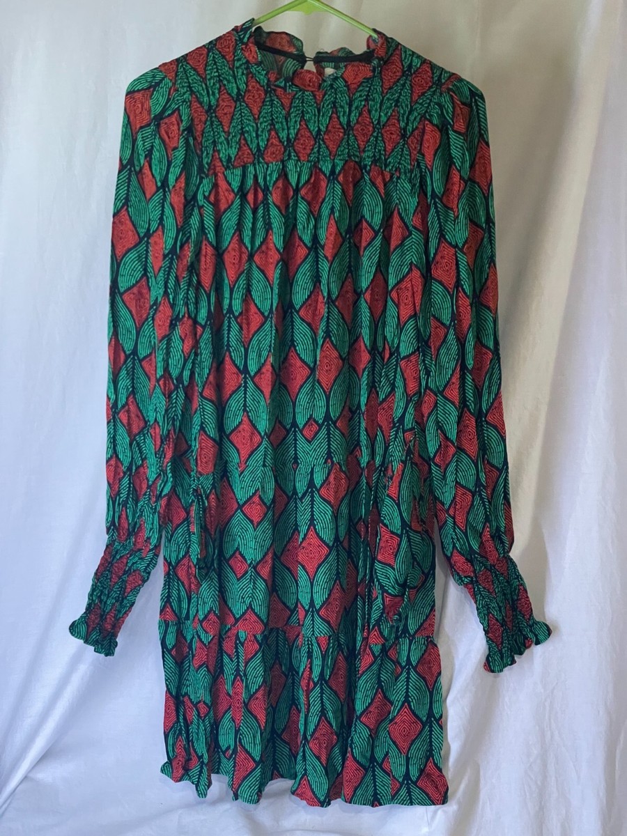 melloday green dress Sale! MELLODAY Green/Rust Ruffle Neck Long Sleeve Tiered Dress size M dress