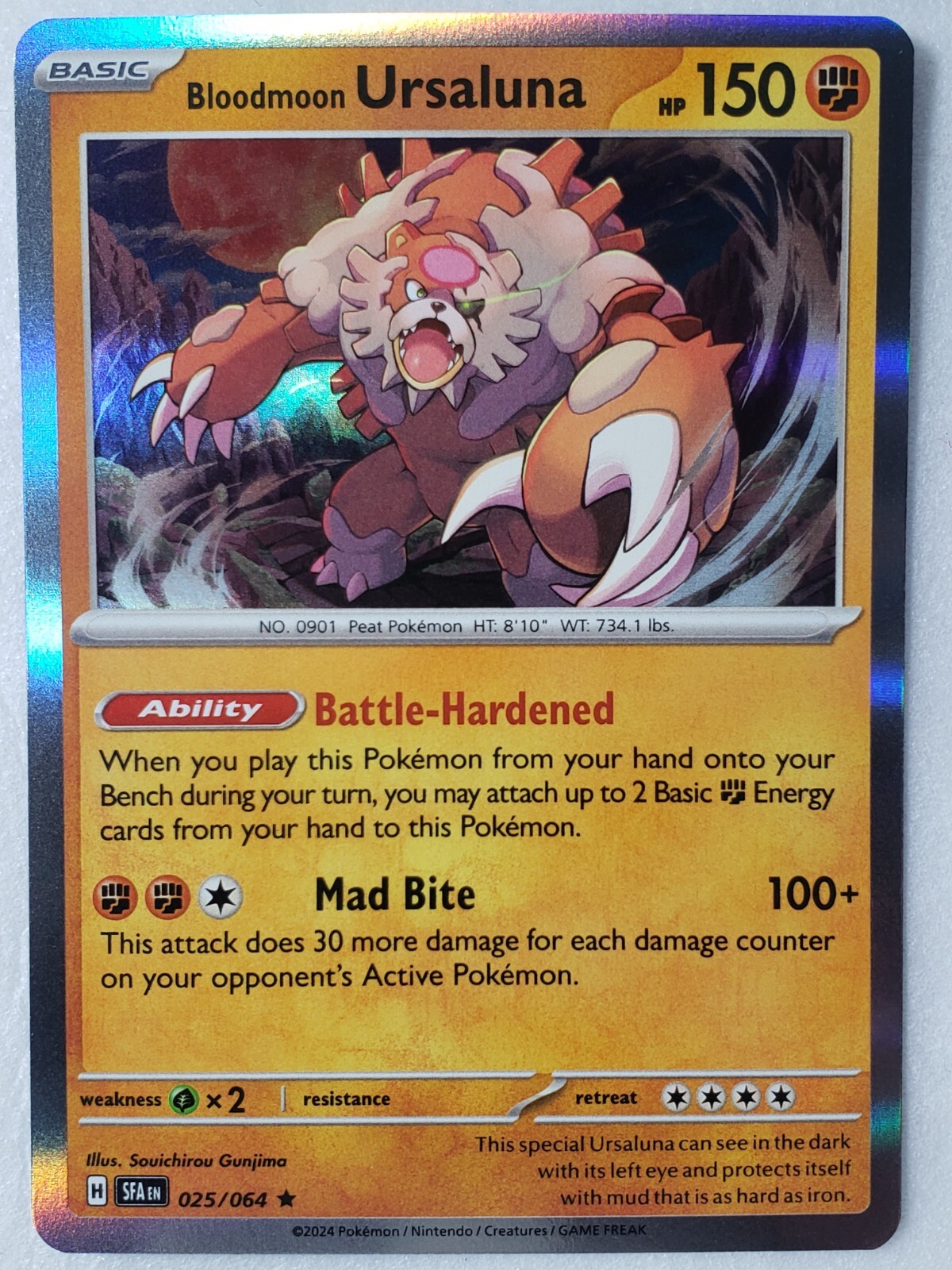 HOLO Bloodmoon Ursaluna 025/064 NM / M - Shrouded Fable Pokemon Card