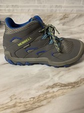 Merrell Kids' Chameleon 7 Access Mid Waterproof Hiking Boots Grey/Blue Size 3.5