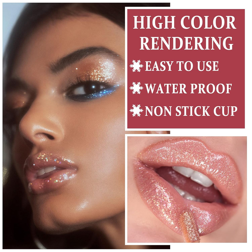 3PCS Black Blue Purple Liquid Glitter Lipstick Glitter Lip Gloss Set