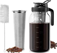 Cold Brew Coffee Maker 64Oz - Iced Coffee Maker with Stainless Steel Filter, Mas