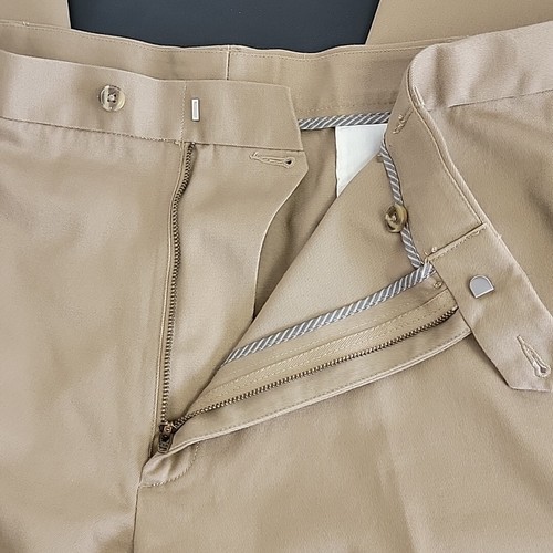 Perry Ellis Portfolio Mens Twill Dress Pant Size 44x30 Flat Front Tan Antelope - Picture 6 of 12