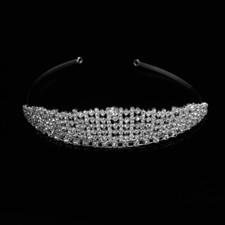 Wedding Bridal Tiara Crown Silver Wide Band Swarovski Rhinestone Elements