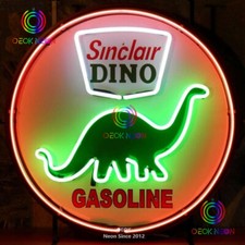 24" Sinclar Dino Dinosaur Fuel Gas Gasoline Motor Oil Real Neon Sign Beer Light