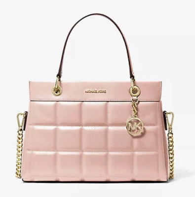 Michael kors Checkered Susan Medium Quilted Leather Tote Bag Gold Tone Hardware