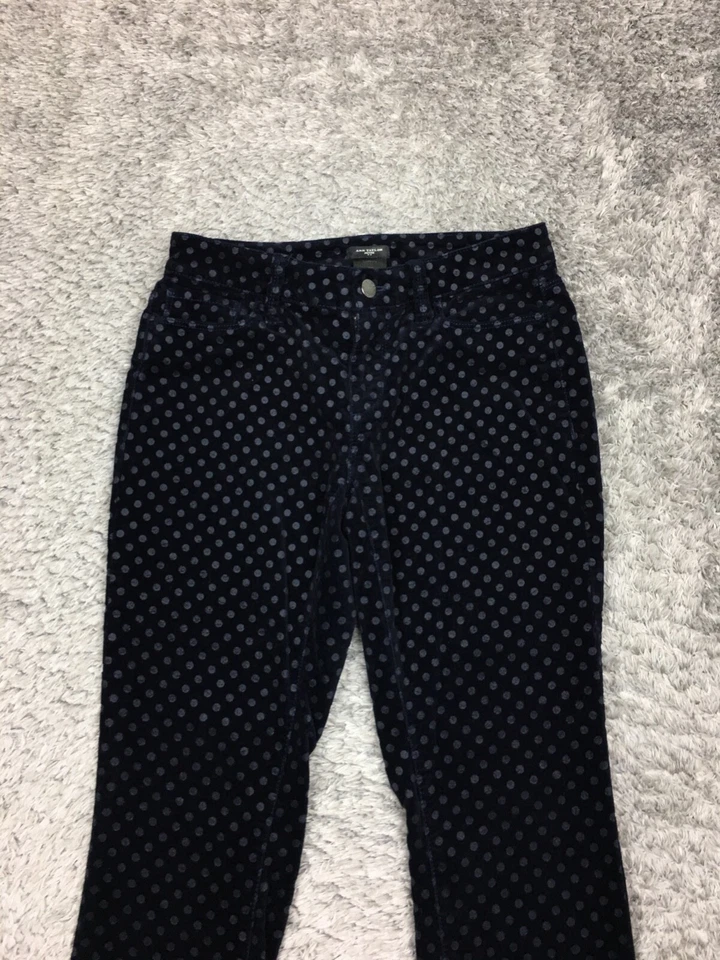 Pantalones chinos Ann Taylor con curvas para mujer talla 2P azul pequeño lunares oscuros Foto 2 de 4