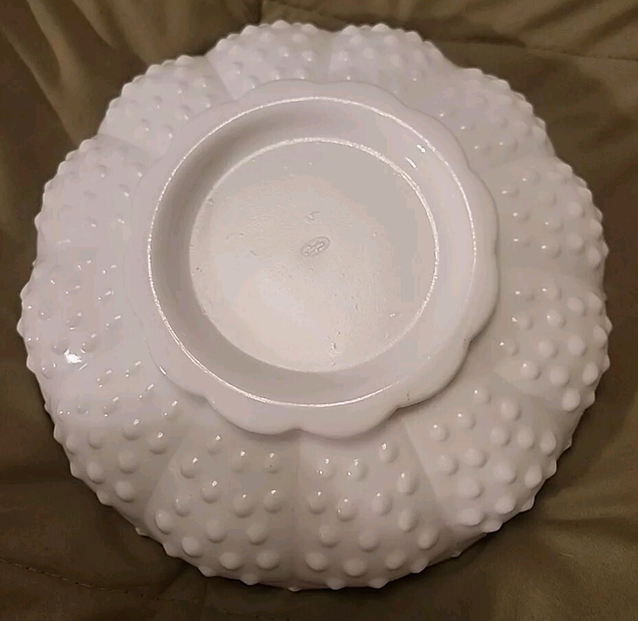 Fenton White Milk Glass Hobnail Bowl Candle Holder Chip and Dip