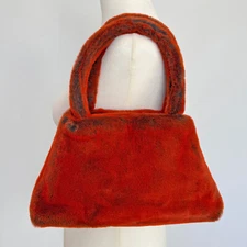 Incredibly Soft Vintage Holt Renfrew Canada Faux Fur Bright Orange Handbag