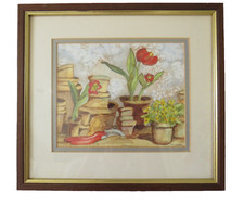 The Potting Shed Vintage Watercolour Painting Signed M. Millin Framed Glazed